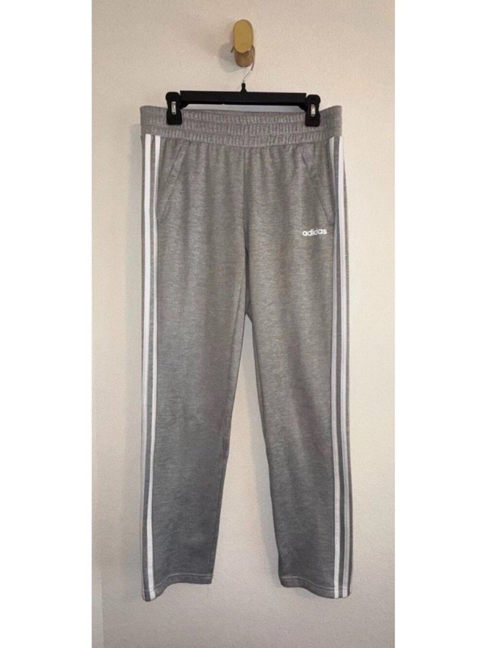 Adidas Womens Essentials Warm-Up 3-Stripes Track Pants Gray White Straight Leg S - Picture 2 of 6